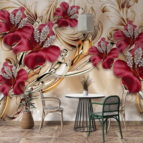Tapety Červené ľalie s 3D efektom, 3D fototapety, Fototapety 3d kvety, u70604 : Uwalls.sk