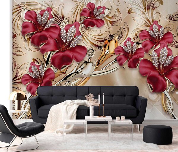 Tapety Červené ľalie s 3D efektom, 3D fototapety, Fototapety 3d kvety, u70604 : Uwalls.sk