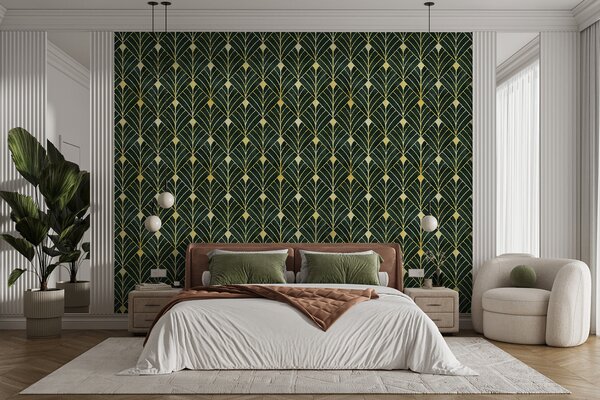 Tapety Geometrický vzor na smaragdovom pozadí, Fototapety art deco, u71347 : Uwalls.sk