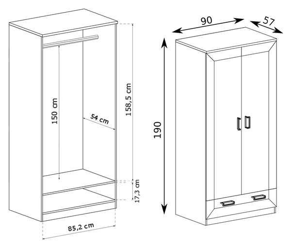 Skriňa Tadea 90x190x57 - dub lefkas
