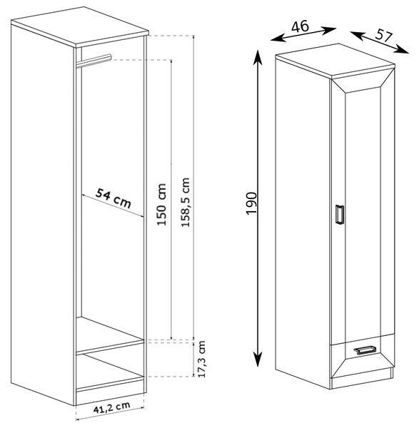 Úzka skriňa Tadea 46x190x57 - dub lefkas