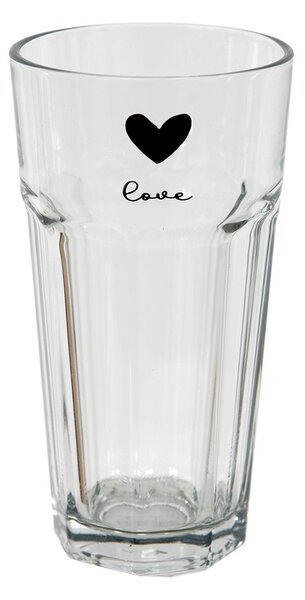 Vysoký pohár so srdiečkom Love Birds - Ø 8*15 cm / 320 ml - Clayre & Eef