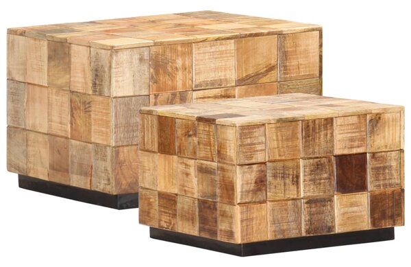 Konferenčné stolíky 2 ks blokový dizajn surové mangovníkové drevo
