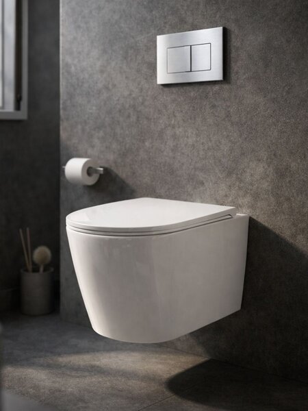 UPTrend Závesný WC komplet bez okraja AMARO VORTEX TR2217R vrátane Soft-Close sedadla, biela lesk