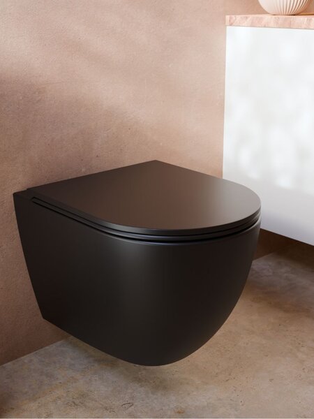 UPTrend Závesný WC komplet bez okraja CANEO VORTEX TR2196DF‑U18 vrátane Soft-Close sedadla, čierna mat