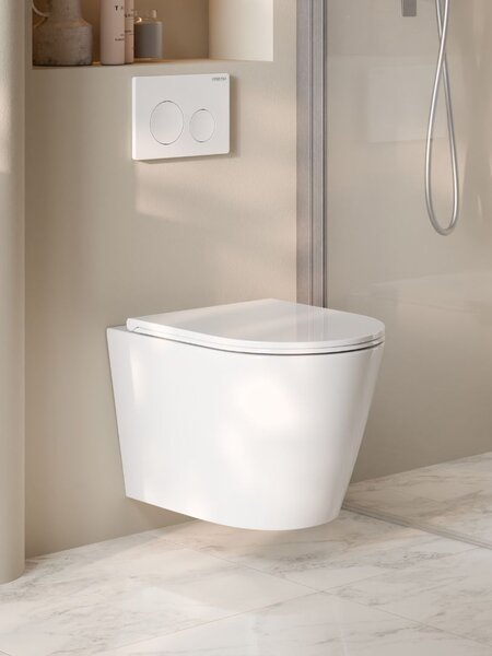 UPTrend Závesný WC komplet bez okraja AMARO VORTEX TR2217R vrátane Soft-Close sedadla, biela lesk
