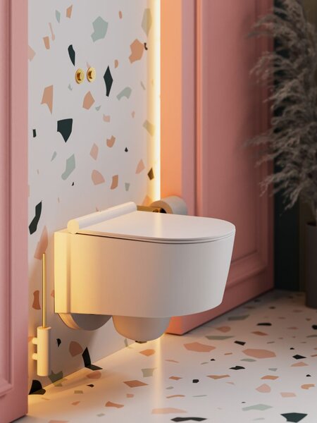 UPTrend Závesný WC komplet bez okraja CORONA TR2197 vrátane Soft-Close sedadla, biela lesk