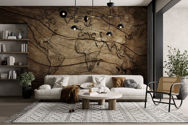 Tapety Mapa sveta v kresbe dreva, Fototapety mapy sveta, u53146 : Uwalls.sk