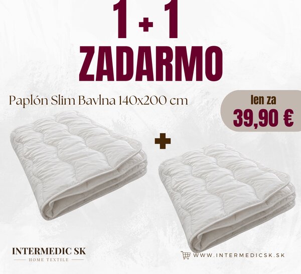 INTERMEDIC SK Set 2x paplón Slim Bavlna 140x200 cm 1+1 zdarma