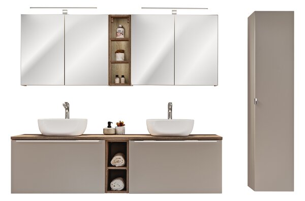 Comad Set kúpeľňového nábytku Santa Fe Taupe 180 sivá/dub vintage