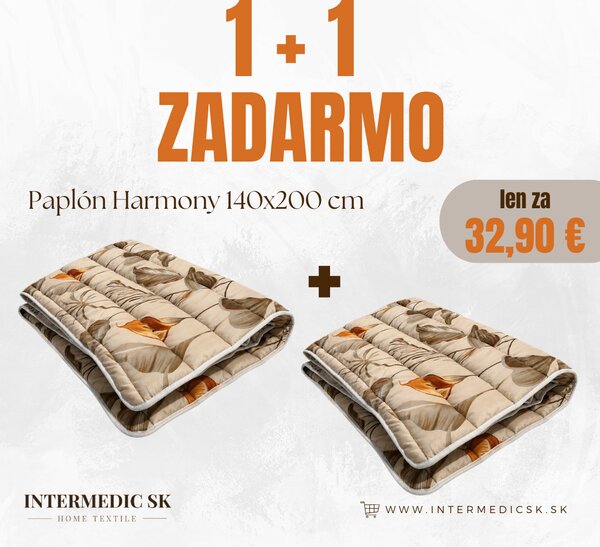INTERMEDIC SK Paplón Harmony 140x200 cm celoročný z mikrovlákna 1+1 zadarmo