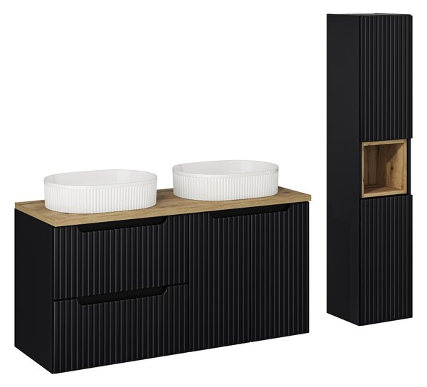 Comad Set kúpeľňového nábytku Nova Black 120 dub wotan/čierna mat