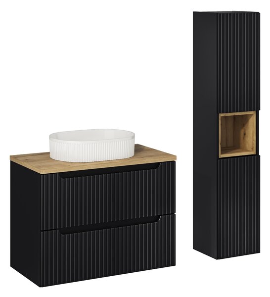 Comad Set kúpeľňového nábytku Nova Black 80 čierna matná/dub wotan