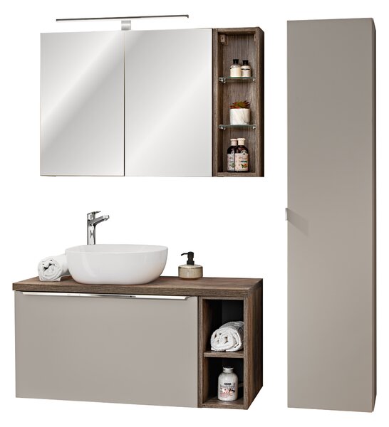 Comad Set kúpeľňového nábytku Santa Fe Taupe 100 sivá/dub vintage
