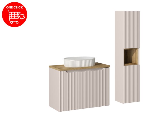 Comad Set kúpeľňového nábytku Nova Cashmere 80 kašmír/dub evoke