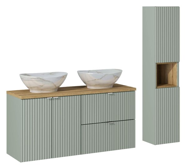 Comad Set kúpeľňového nábytku Line Reed Green 120 trstinovo zelená/dub evoke