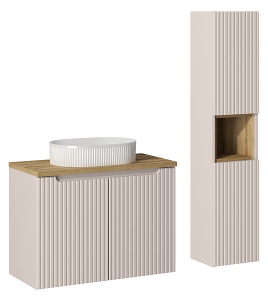 Comad Set kúpeľňového nábytku Nova Cashmere 80 kašmír/dub evoke