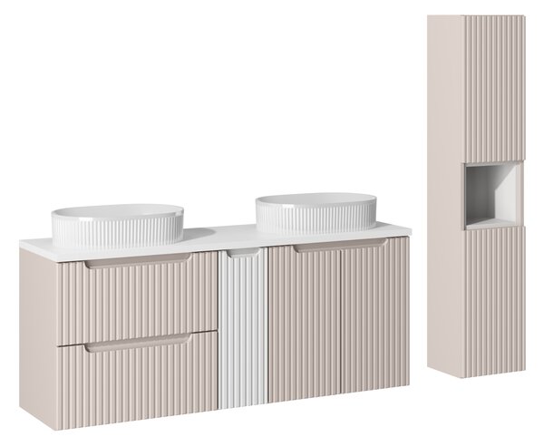 Comad Set kúpeľňového nábytku Nova Cashmere 140 biela/kašmír mat - kompletný set