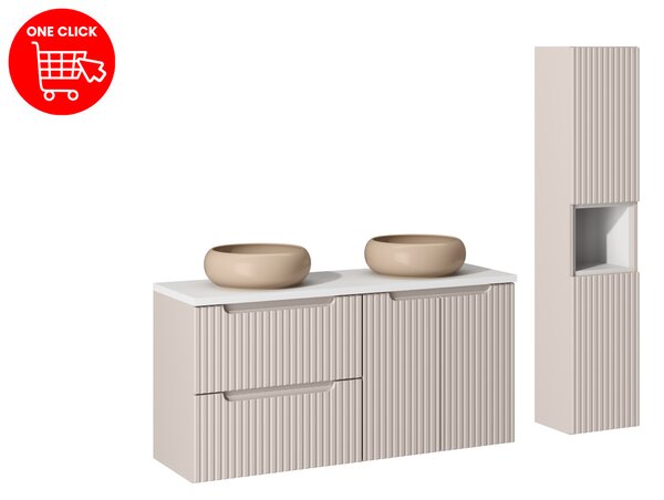Comad Set kúpeľňového nábytku Nova Cashmere 120 kašmír mat/biela mat