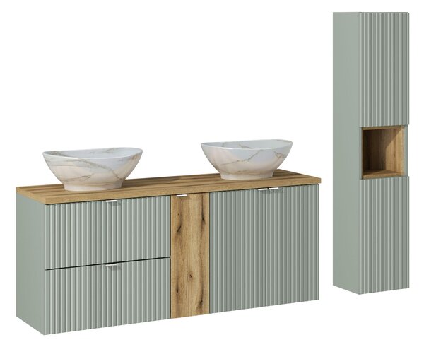 Comad Set kúpeľňového nábytku Line Reed Green 140 zelená/dub coast evoke