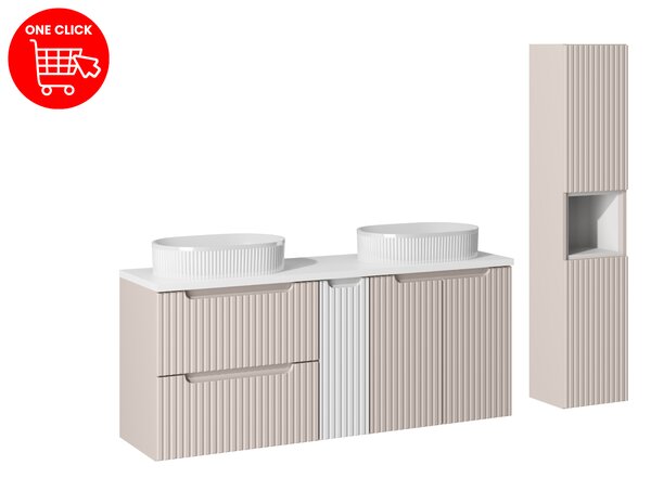 Comad Set kúpeľňového nábytku Nova Cashmere 140 biela/kašmír mat - kompletný set