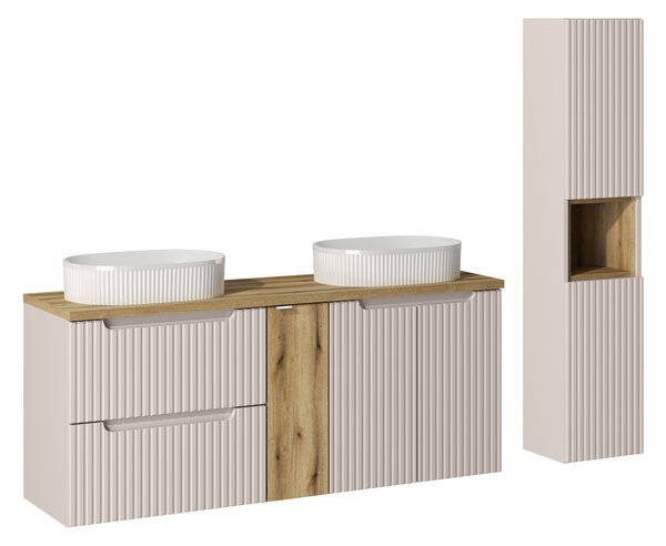 Comad Set kúpeľňového nábytku Nova Cashmere 140 kašmír/dub evoke 2