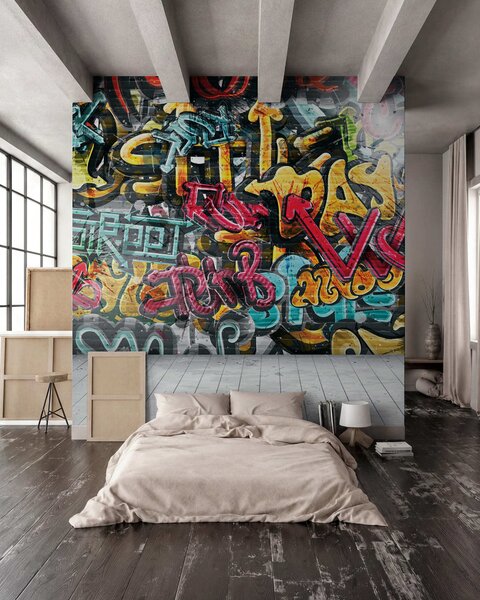 Tapety Graffiti v plných farbách, Fototapety Izba pre tínedžerov, Fototapety pre dospievajúcich chlapcov, u56045 : Uwalls.sk