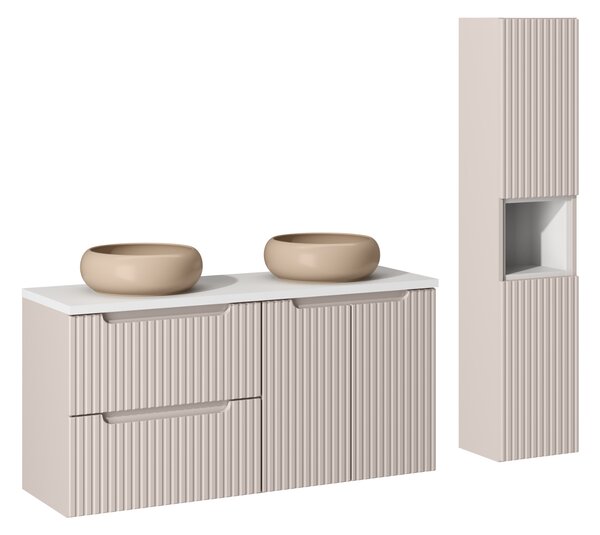 Comad Set kúpeľňového nábytku Nova Cashmere 120 kašmír mat/biela mat