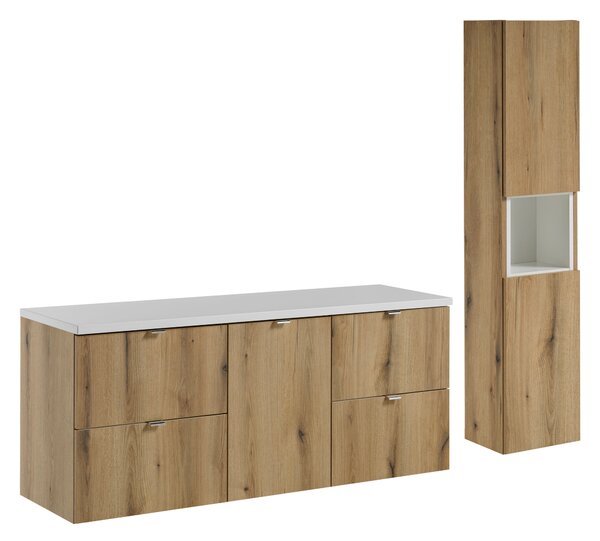 Comad Set kúpeľňového nábytku Nova Oak 140 dub evoke/biela mat