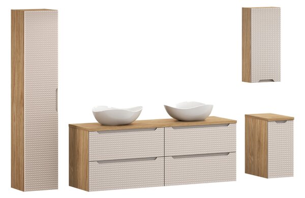 Comad Set kúpeľňového nábytku Luxor Beige 160 béžová/olejovaný dub