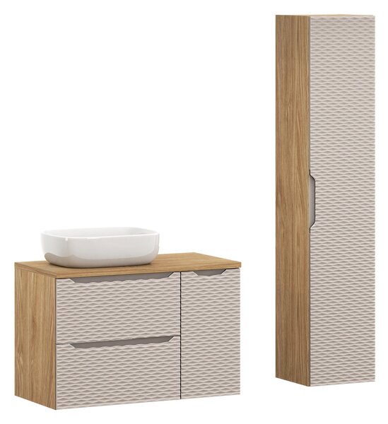 Comad Set kúpeľňového nábytku Ocean Beige 90 béžová/olejovaný dub