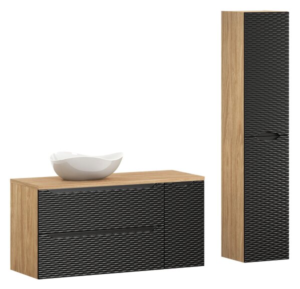Comad Set kúpeľňového nábytku Ocean Black 120 olejovaný dub/čierna matná