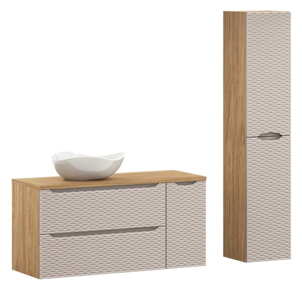 Comad Set kúpeľňového nábytku Ocean Beige 120 béžová/olejovaný dub