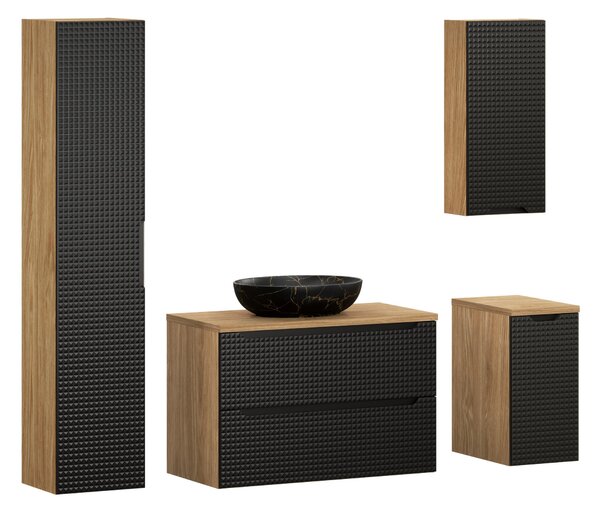Comad Set kúpeľňového nábytku Luxor Black 90 čierna matná/olejovaný dub