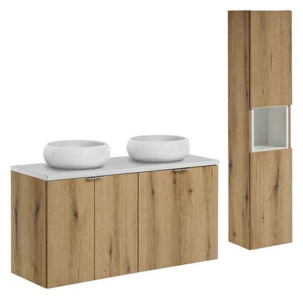 Comad Set kúpeľňového nábytku Nova Oak 120 dub coast evoke/biela mat