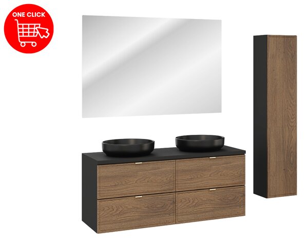 Comad Set kúpeľňového nábytku Talia Casella 120 čierna matná/dub casella