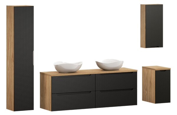 Comad Set kúpeľňového nábytku Luxor Black 160 čierna mat/olejovaný dub