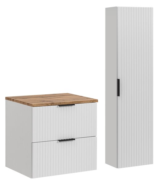 Comad Set kúpeľňového nábytku Adel White 60 biela mat/dub wotan -