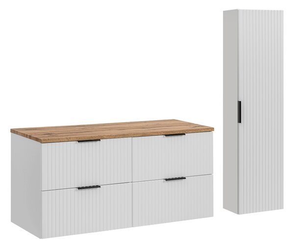 Comad Set kúpeľňového nábytku Adel White 120 biela mat/dub wotan