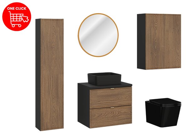 Comad Set kúpeľňového nábytku Talia Casella 60 čierna/dub casella