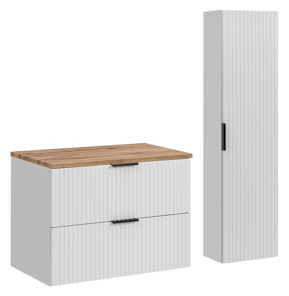 Comad Set kúpeľňového nábytku Adel White 80 biela mat/dub wotan