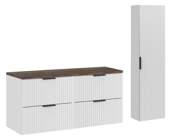 Comad Set kúpeľňového nábytku Adel White 120 biela mat/dub santa fe