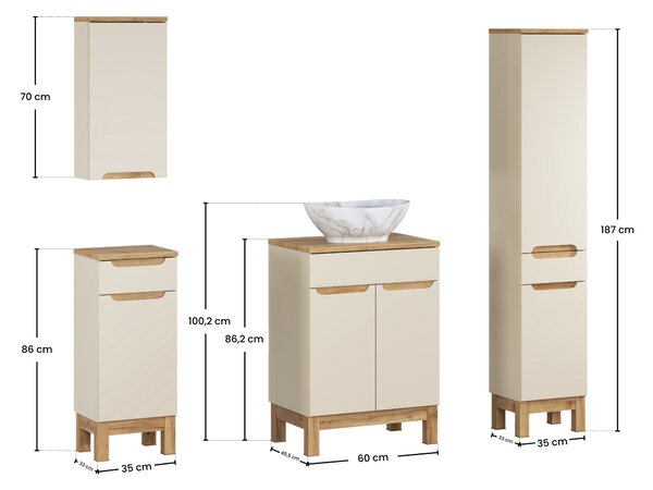 Comad Set kúpeľňového nábytku Bali Cashmere 60 kašmír mat