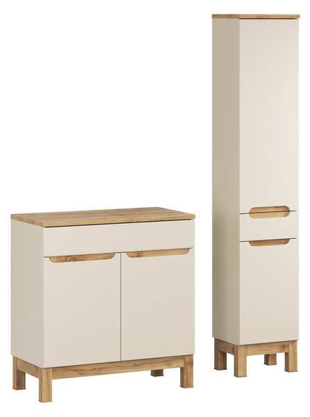 Comad Set kúpeľňového nábytku Bali Cashmere 80 kašmír mat/dub wotan