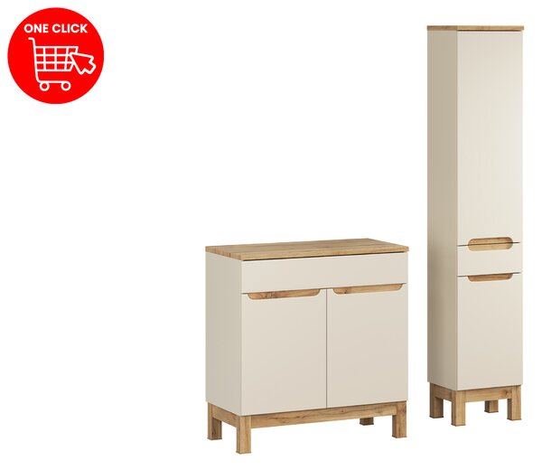 Comad Set kúpeľňového nábytku Bali Cashmere 80 kašmír mat/dub wotan
