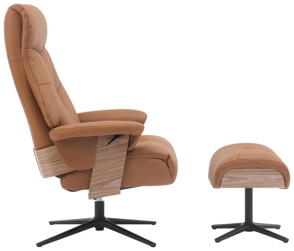 RELAXAČNÉ KRESLO S PODNOŽKOU, drevo, textil, koža, hnedá P & B - Online Only obývacie izby, Online Only
