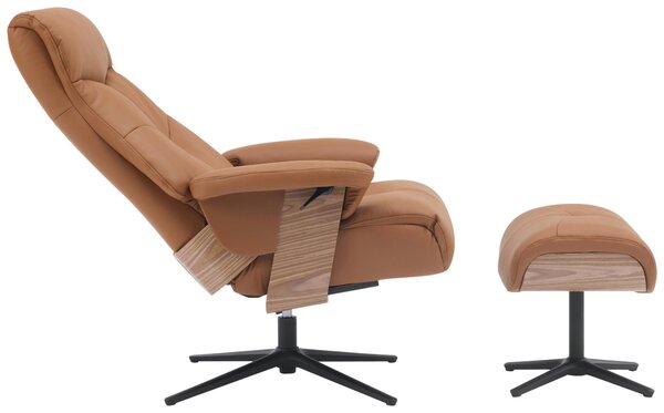 RELAXAČNÉ KRESLO S PODNOŽKOU, drevo, textil, koža, hnedá P & B - Online Only obývacie izby, Online Only