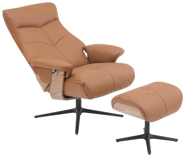 RELAXAČNÉ KRESLO S PODNOŽKOU, drevo, textil, koža, hnedá P & B - Online Only obývacie izby, Online Only