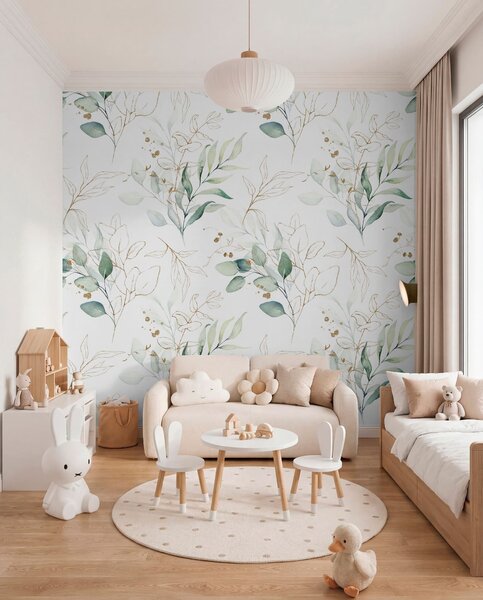 Tapety Zelené vetvičky a jemné línie, Fototapety s prírodnými motívmi, Fototapety listy, u71464 : Uwalls.sk