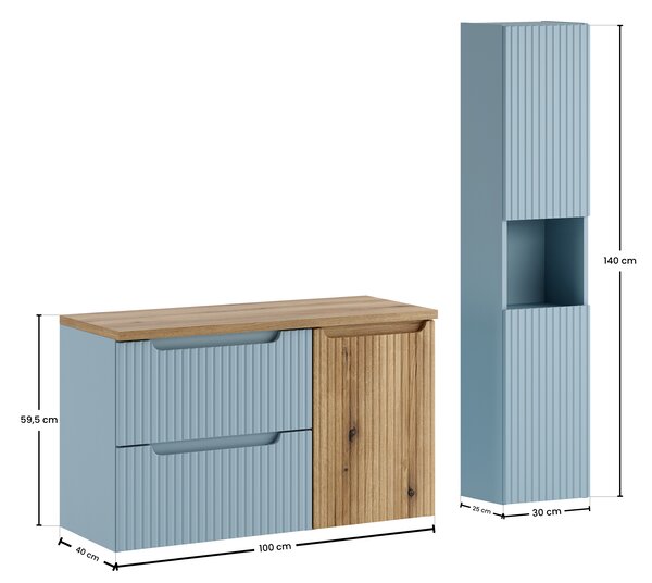 Comad Set kúpeľňového nábytku Nova Denim 100 denim/dub coast evoke